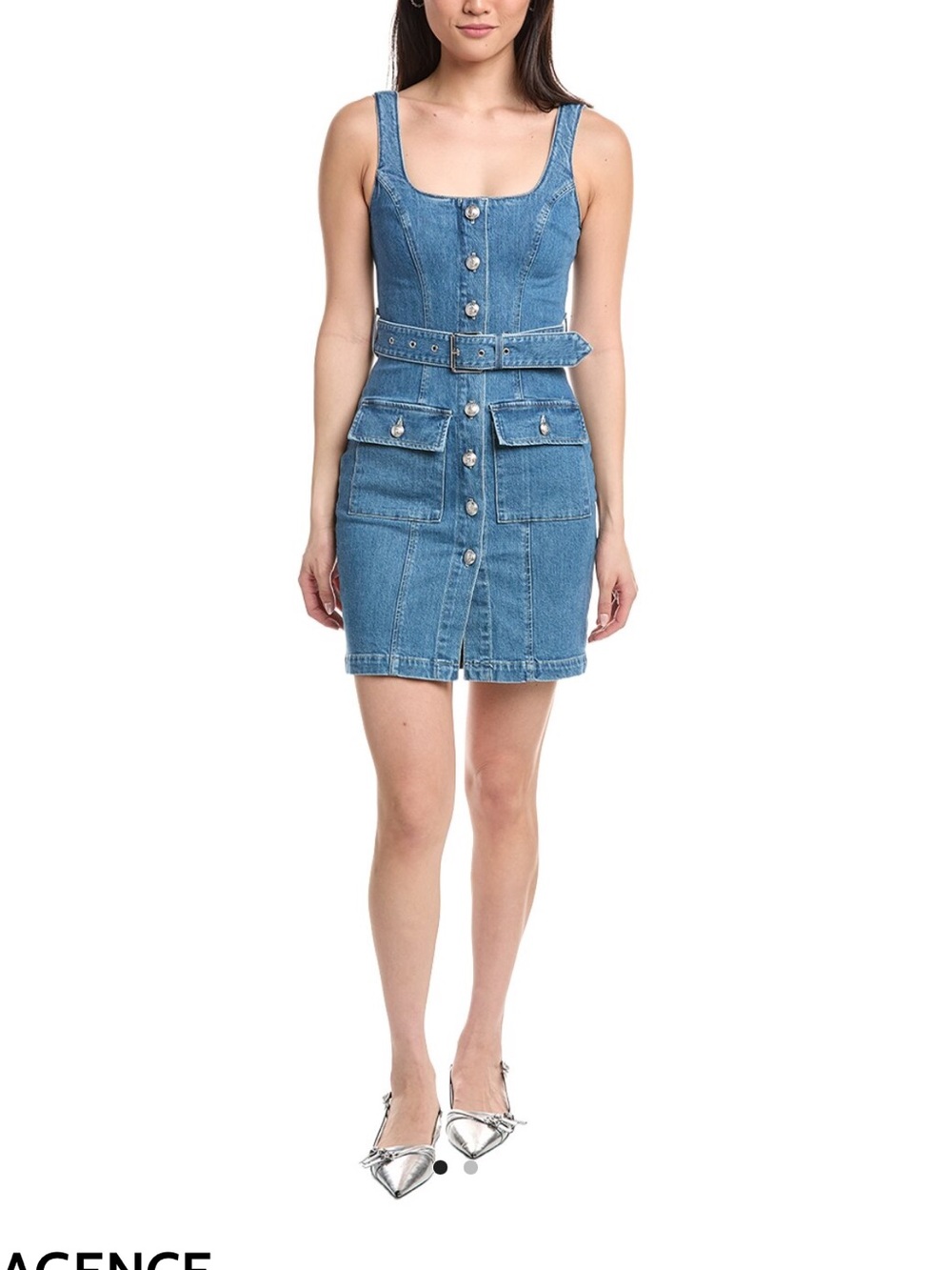 L'AGENCE 🔥 Midy Button Front Tank Dress in light blue denim